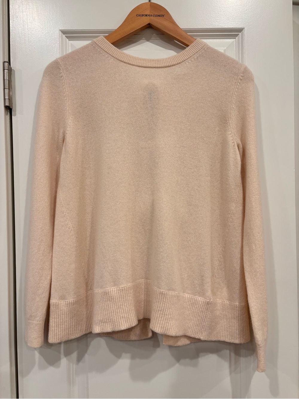 Club Monaco Cashmere Crewneck Sweater in Cream with Bow Detail on back